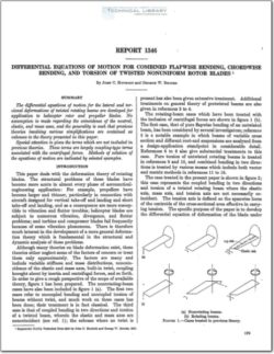 naca-report-1346 Differential Equations of Motion for Combined Flapwise Bending, Chordwise Bending, and Torsion of Twisted Nonuniform Rotor Blades