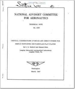 naca-tn-1223 Critical Combinations of Shear and Direct Stress for Simply Supported Rectangular Flat Planes