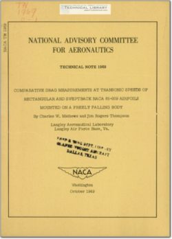 naca-tn-1969 Comparative Drag Measurements at Transonic Speeds of Rectangular and Sweptback NACA 65-009 Airfoils