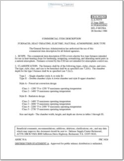 A-A-59375 Furnaces, Heat-Treating, Electrical, Natural Atmosphere, Box Type