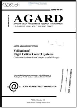 AGARD-AR-274 Validation of Flight Critical Control Systems