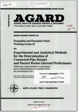 AGARD-AR-323 Expernimental and Analytical Methods for the Determination of Connected-Pipe Ramjet and Ducted Rocket Internal Performance