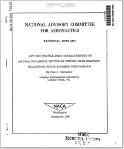 naca-tn-4357 Lift and Profile-Drag Characteristics of an NACA 0012 Airfoil Section as Derived from Measured Helicopter-Rotor Hovering Performance