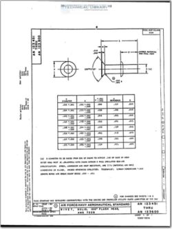 AN123494 Rivet, Solid, 100° Flush Head, AMS 7229