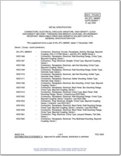 MIL-DTL-38999K(SUPPLEMENT1) Connectors, Electrical Circular, Miniature, High Density, Quick Disconnect (Bayonet, Threaded and Breech Coupling), Environment Resistant, Removable Crimp