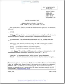 MIL-DTL-5541F Chemical Conversion Coatings on Aluminum and Aluminum Alloys