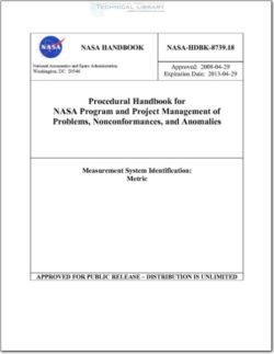 NASA-HDBK-8739.18 Procedural Handbook for NASA Program and Project Management of Problems, Nonconformances, and Anomalies