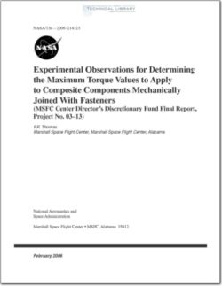 NASA-TM-2006-214323 Experimental Observation for Determining the Maximum Torque Values to Apply to Composite Components Mechanically Joined with Fasteners