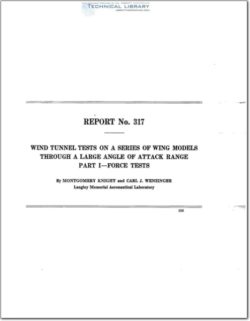 naca-report-317 Wind Tunnel Tests on a Series of Wing Models Through a Large Angle of Attack Range Part I - Force Tests