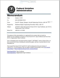 FAA-AIR-100-13-110-800 Newly Revised FAA Forms 8110-9, Type Certificate, and 8110-2 Supplemental Type Certificate