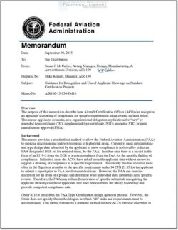 FAA-AIR-100-15-150-PM16 Guidance for Recongnition and Use of Applicant Showings on Standard Certification Projects