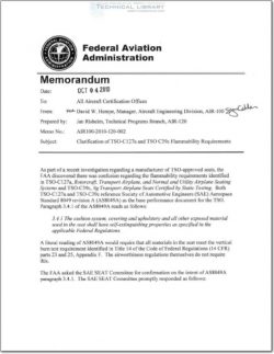 FAA-AIR-100-2010-120-002PM Clarification of TSO-C127a and TSO C39c Flammability Requirements