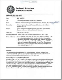 FAA-AIR-100-2011-120-002 Policy Statement on FAA Involvement with TSOA Applicants who Develop Software or Airborne Electronic Hardware