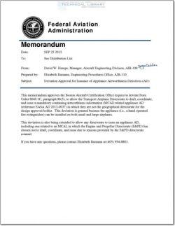 FAA-AIR-100_12-09-25 Deviation Approval for Issuance of Appliance Airworthiness Directives (AD)