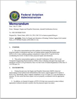 FAA-ANE-2006-33.3-4 Policy for Repair and Alteration of Rotating Turbine Engine-Life-Limited Parts