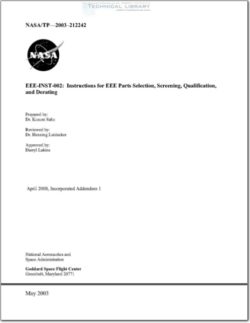 NASA-EEE-INST-002 Instructions for EEE Parts Selection, Screening, Qualification and Derating