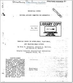 naca-tn-930 Tensile Tests of Round-Head, Flat-Head, and Brazier-Head Rivets