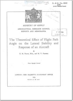 ARC-RM-2529 The Theoretical Effect of Flight Path Angle on the Lateral Stability and Response of an Aircraft