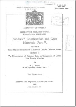 ARC-RM-2686 Sandwich Construction and Core Materials. Part V - Section I; Some Physical Properties of an Extruded Cellular Cellulose Acetate