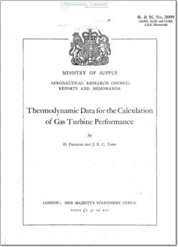 ARC-RM-3099 Thermodynamic Data for the Calculation of Gas Turbine Performance
