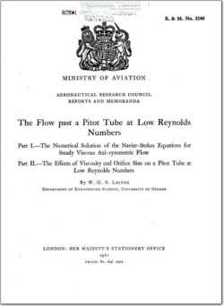 ARC-RM-3240 The Flow past a Pitot Tube at Low Reynolds Numbers