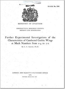 ARC-RM-3310 Further Experimental Investigations of the Characteristics of Cambered Gothic Wings at Mach Numbers from 0.4 to 2.0
