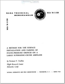 NASA-TM-X-1530 A Method for the Surface Installation and Fairing of Static-Pressure Orifices on Large Supersonic Cruise Airplane