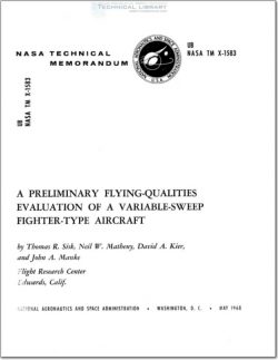 NASA-TM-X-1583 A Preliminary Flying Qualities Evaluation of a Variable Sweep Fighter Type Aircraft