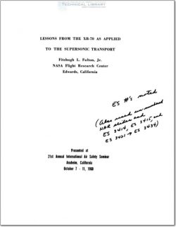 NASA-XB-70-7-11-1968 Lessons from the XB-70 as Applied to the Supersonic Transport