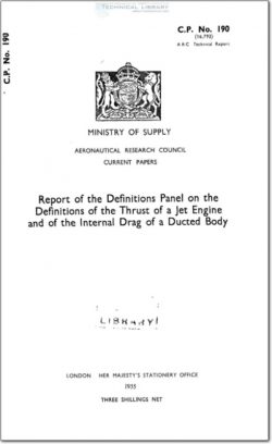 ARC-CP-190 Report of the Definitions Panel on the Definitions of the Thrust of a Jet Engine and of the Internal Drag of a Ducted Body