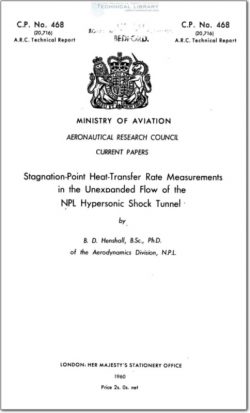 ARC-CP-468 Stagnation Point Heat Transfer Rate Measurements in the Unexpanded Flow of the NPL Hypersonic Shock Tunnel