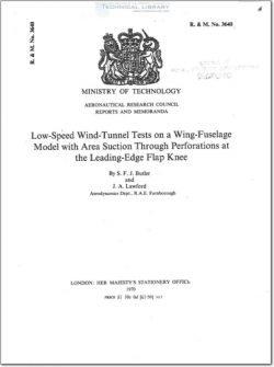 ARM-RM-3640 Low Speed Wind Tunnel on a Wing Fuselage Model with Area Suction Through Perforations at the Leading Edge Flap Knee
