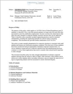 FAA-PS-ACE-100-2001-006 Static Strength Substantiation of Composite Airplane Structure; Policy Statement