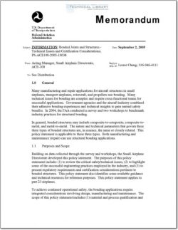 FAA-PS-ACE-100-2005-10038 Bonded Joints and Structures - Technical Issues and Certification Considerations