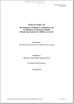 MASAAG-P-123 Development, Validation, Verification and Certification of Structural Health Monitoring Systems for Military Aircraft