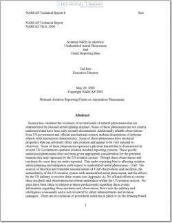 NARCAP-TR-8-2004 Aviation Safety in America; Unidentified Aerial Phenomena and Under Reporting Bias