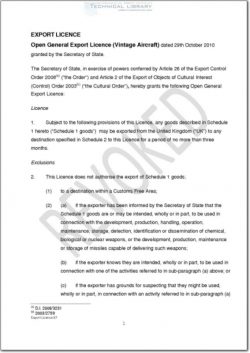 OGEL-29-10-2010 Open General Export Licence (Vintage Aircraft)