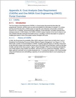 NASA-CEH-APP-A Appendix A; Cost Analysis Data Requirement (CADRe) and One NASA Cost Engineering (ONCE) Portal Overview