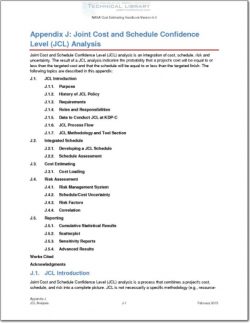 NASA-CEH-APP-J Appendix J; Joing Cost and Schedule Confidence Level (JCL) Analysis
