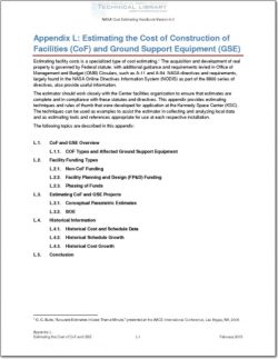 NASA-CEH-APP-L Appendix L; Estigmating the Cost of Construction of Facilities (CoF) and Ground Support Equipment (GSE)