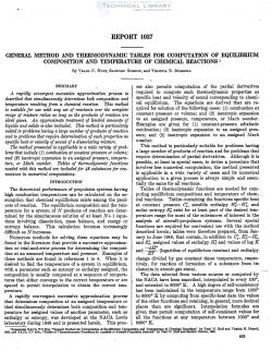 naca-report-1037 General Method and Thermodynamic Tables for Computation of Equilibrium Composition and Temperature of Chemical Reactions-1