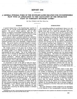 naca-report-1046 A General Integral Form of the Boundary Layer Equation for Incompressible Flow with an Application to the Calculation of the Separation Point of Turbulent-1