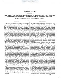 naca-report-414 the Effect on Airplane Performance of the Factors that Must Be Considered in Applying Low Drag Cowling to Radial Engines-1
