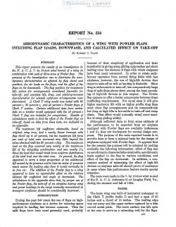 naca-report-534 Aerodynamic Characteristics of a Wing with Fowler Flaps Including Flap Loads, Downwash, and Calculated Effect on Takeoff-1