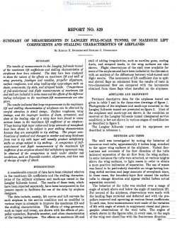 naca-report-829 Summary of Measurements in Langley Full Scale Tunnel of Maximum Lift Coefficients and Stalling Characteristics of Airplanes-1