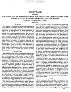 naca-report-849 The Effect of Wall Interference Upon the Aerodynamic Characteristics of an Airfoil Spanning a Closed Throat Circular Wind Tunnel-1