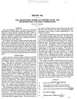 naca-report-962 The Aerodynamic Forces on Slender Plane and Cruciform Wing and Body Combinations-1