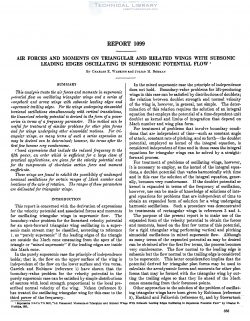 naca-report-1099 Air Forces and Moments on Triangular and Related Wings with Subsonic Leading Edges Oscillating in Supersonic Potential Flow-1