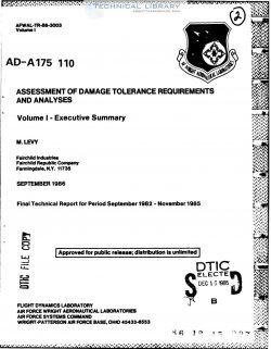 AD-A175110 Assessment of Damage Tolerance Requirements and Analyses