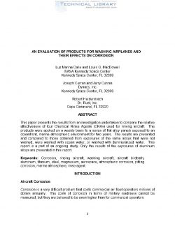 An Evaluation of Products for Washing Airplanes and their Effects on Corrosion